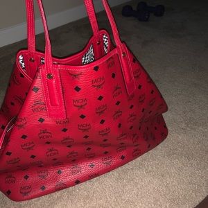Authentic MCM Red Reversible Liz Shopper